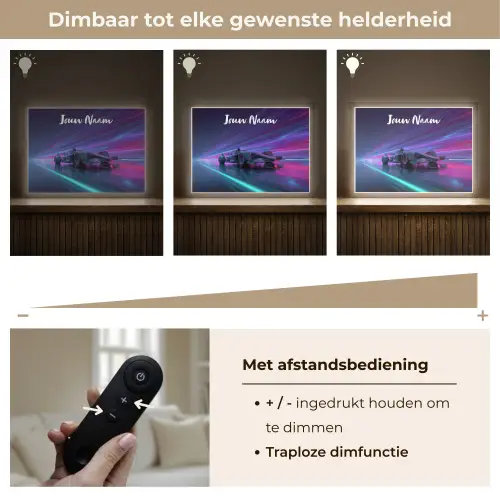 Lichtstralen - Neon - Racewagen - Paars Light Box met batterij (Wandlamp kind) middel -USP_dimbaarNL