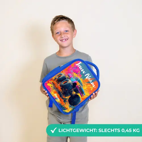 Monstertruck - Abstract - Verfspatten - Kleurrijk Kinderrugzak - Blauw middel -sfeer1_NL