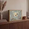 Kraanvogels - Maan - Bloemen - Blauw Light Box met batterij (Wandlamp) middel -sfeer2