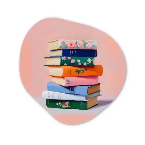 Boeken - Stapel - Kleurrijk Wandcirkel Organisch Plexiglas middel -3d