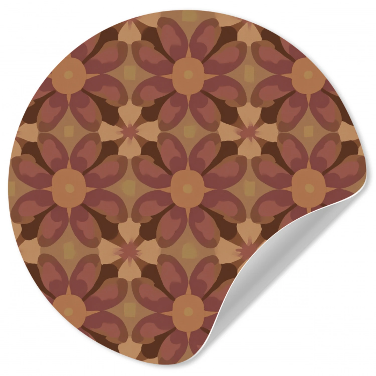 Retro - Bloemen - Bruin Wandcirkel behangsticker klein 186 -3d