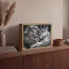 Leeuwen - Dieren - Zwart - Wit - Leeuw Light Box met batterij (Wandlamp) middel -sfeer2