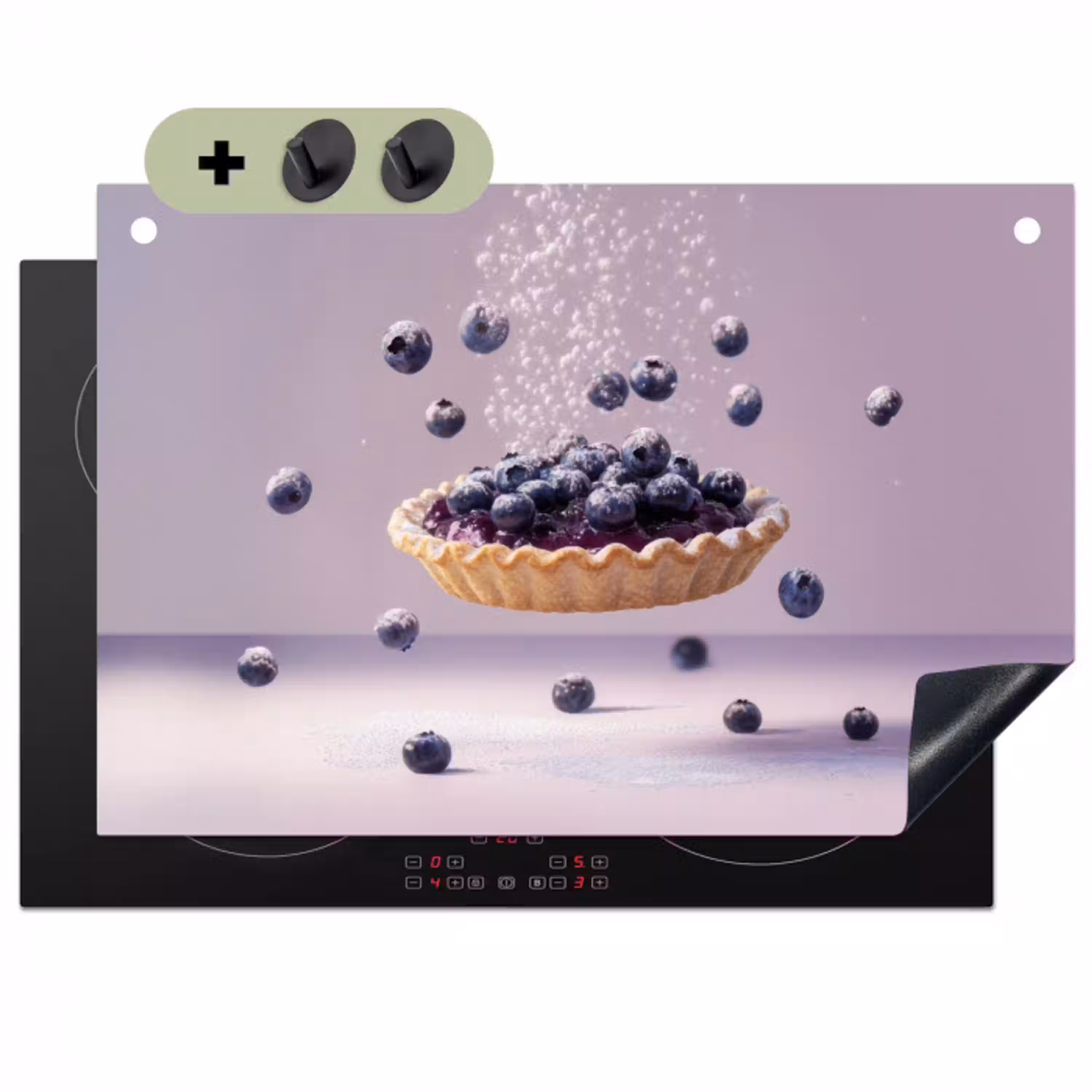 Eten - Taart - Bessen - Blauw Inductie beschemer met haakjes klein -3d