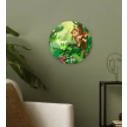 Aap - Jungle - Jongens - Meisjes - Bloemen - Kids Wandcirkel kunststof plaat 5mm dik klein -sfeer3