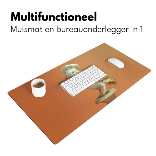 Kerkuil - Koksmuts - Oranje - Vogel Muismat XXL klein -sfeer4