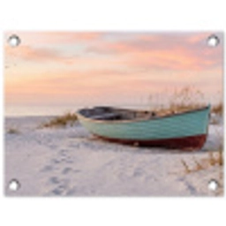 Rustiek - Roeiboot - Zandstrand tuinposter los doek klein -3d