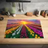 Tulpenveld - Zonsondergang - Kleurrijk Inductie beschermer vinyl 3mm klein -sfeer5