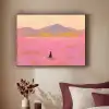 Bloemenweide - Heuvels - Silhouet - Roze Textielframe zwart klein -sfeer1
