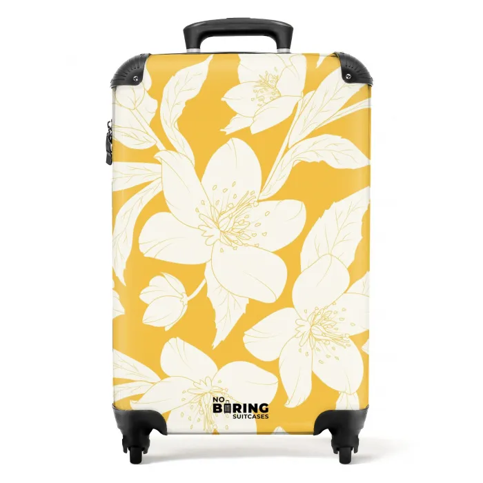 Vintage bloemen - Geel NBS - Handbagage koffer - Kinderen Unisex middel -productfoto_recht