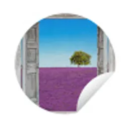 Bloemen - Lavendel - Doorkijk Wandcirkel tuinposter met ringen klein -3d