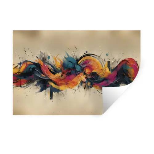 Explosie - Kleurrijk - Vormen - Abstract Muursticker klein -3d