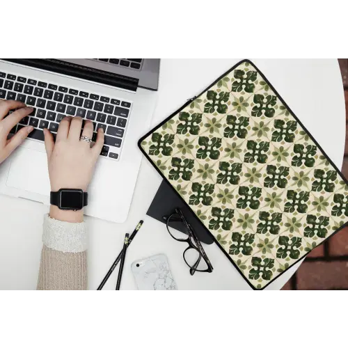 Patroon - Tegel - Groen laptophoes neopreen klein 279 -bureau