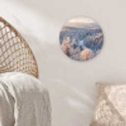 Bos - Bergen - Goud - Winter - Warm Wandcirkel kunststof plaat 5mm dik klein -sfeer5