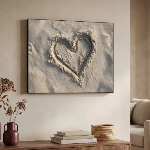 Hartvorm - Getekend - Beige - Zand Textielframe zwart klein -sfeer3
