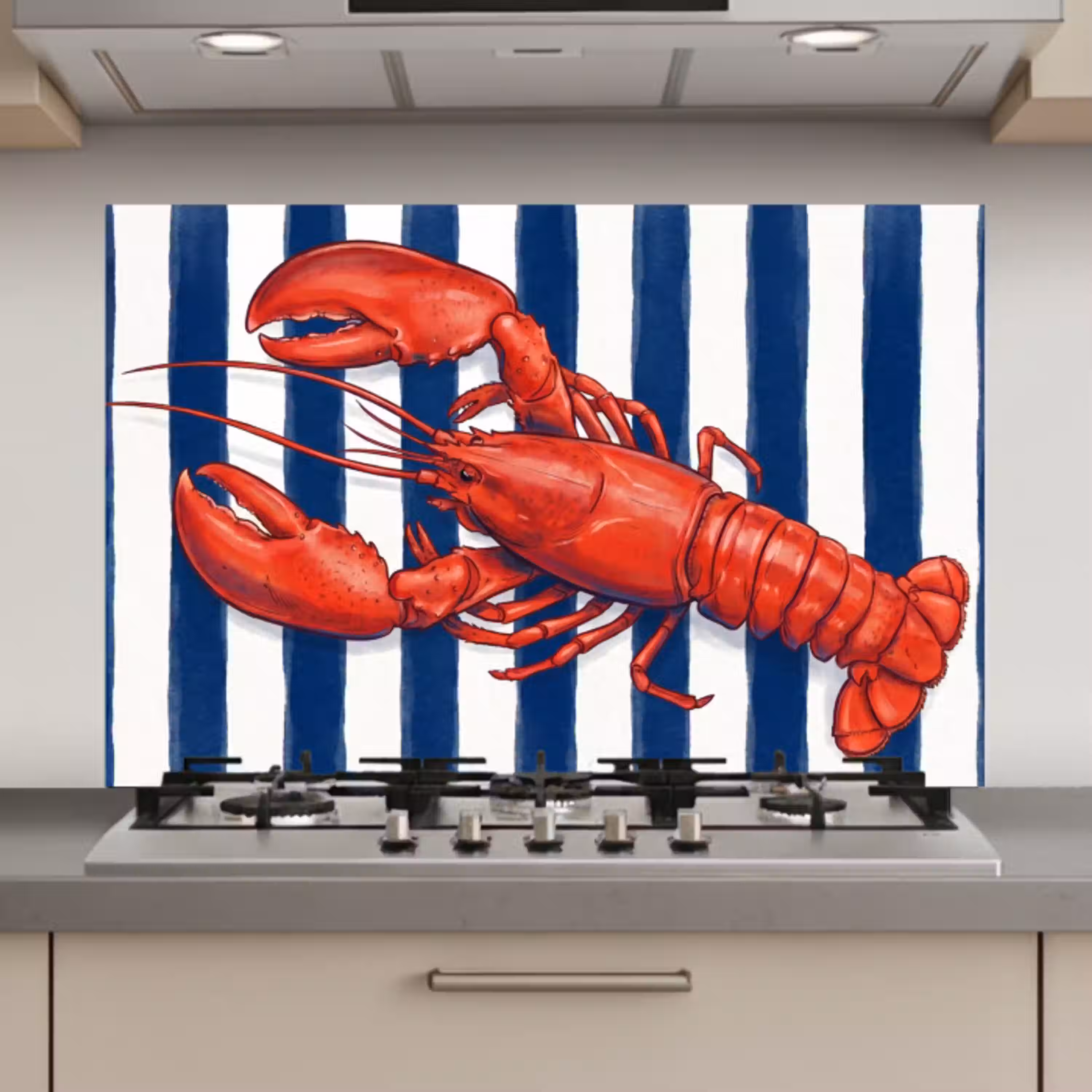 Schaaldier - Kreeft - Marine - Illustratie - Rood keuken achterwand spatscherm klein -3d_website