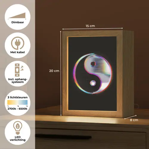 Yin-Yang - Cirkel - Regenboog Light Box met kabel (Tafellamp) klein -USP_NL