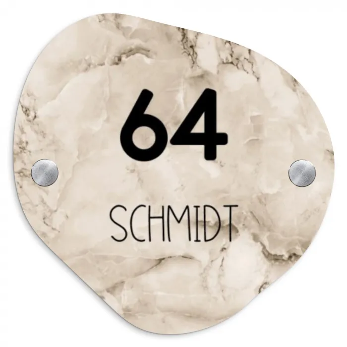 Lichtbruin marmer - Modern Naambord Organisch middel -3d
