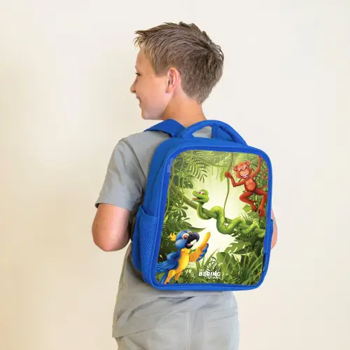 Dieren in de jungle Kinderrugzak - Blauw middel -sfeer2