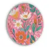 Roze - Bloemen - Wit - Oranje Akoestische PET Vilt - Rond klein -3d