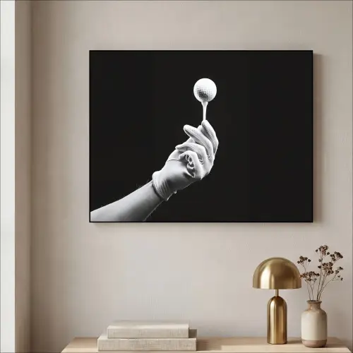 Golfbal - Zwart - Wit Textielframe zwart klein -sfeer2