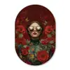 Bloemen - Dieprood - Zonnebril - Vrouw Wandcirkel Ovaal Forex klein -3d