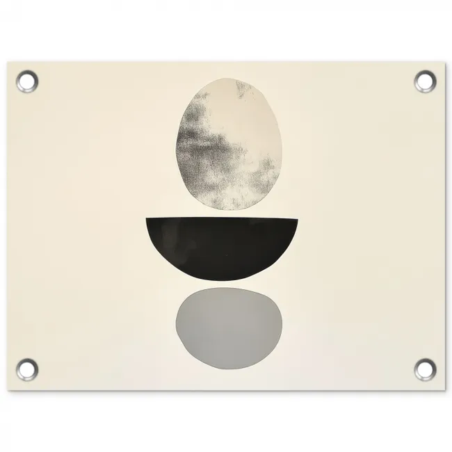 Beige - Japandi - Wabi sabi tuinposter los doek klein -3d