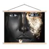Vrouw - Bladgoud - Zwart - Goud - Luxe textielposter latten blank klein -3d