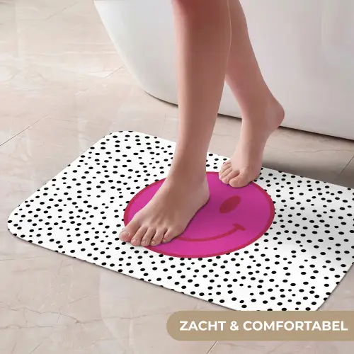 Smiley - Roze - Stippen Badmat klein -USP_ZachtNL