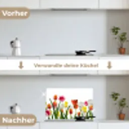 Bloemen - Tulpen - Kleurrijk keuken achterwand spatscherm klein -voor_na_DE