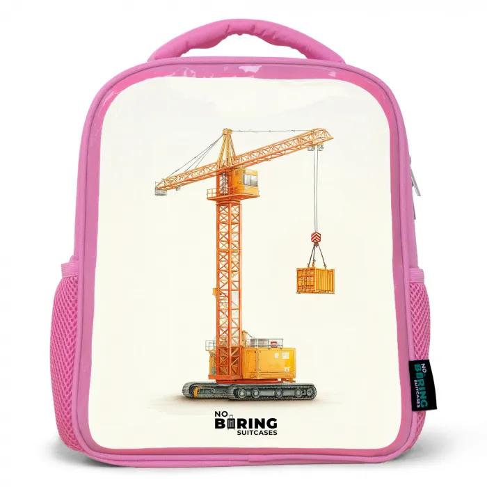 Torenkraan - Getekend - Oranje Kinderrugzak - Roze middel -3d