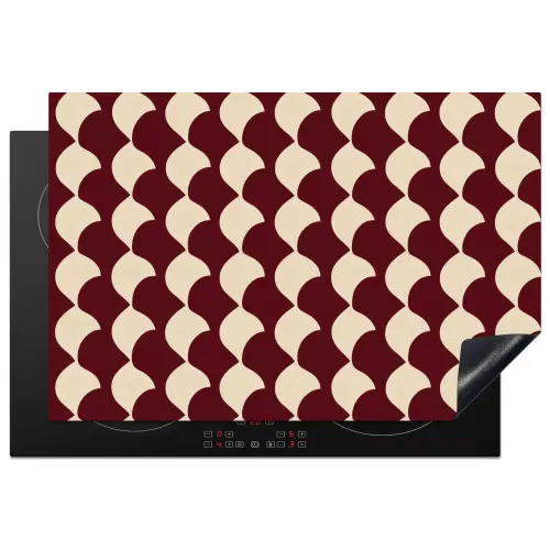 Rood - Tegelpatroon - Crème Inductie beschermer vinyl 3mm klein 276 -3d