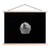 Cupcake - Luxueus - Zilver textielposter latten blank klein -3d