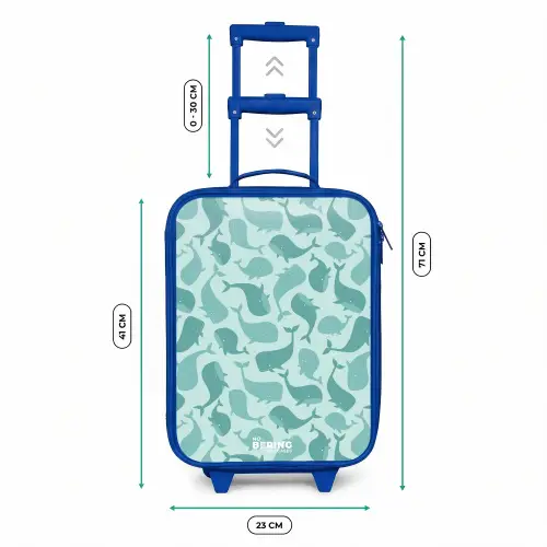 Gestileerde walvissen in tonale zeegroene tinten Kinderkoffer - Blauw klein -productfoto_formaten