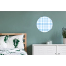 Ruit - Patroon - Blauw Wandcirkel aluminium klein 190 -slaapkamer