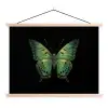 Vlinder - Groen - Diepte textielposter latten blank klein -3d