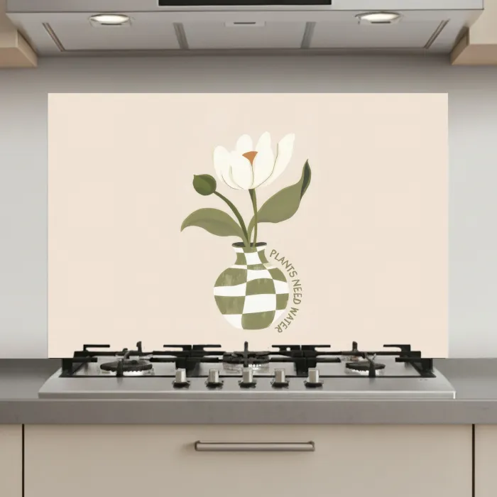 Bloem - Wit - Vaas - Quote keuken achterwand spatscherm klein -3d_website