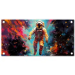 Astronaut - Graffiti - Ruimte - Neon tuinposter los doek klein -3d