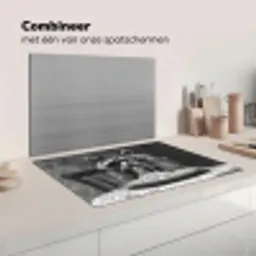 Wasbeer - Cute - Pasta - Tafelkleed - Zwart - Wit Inductie beschermer vinyl 3mm klein -wsfeer7_website