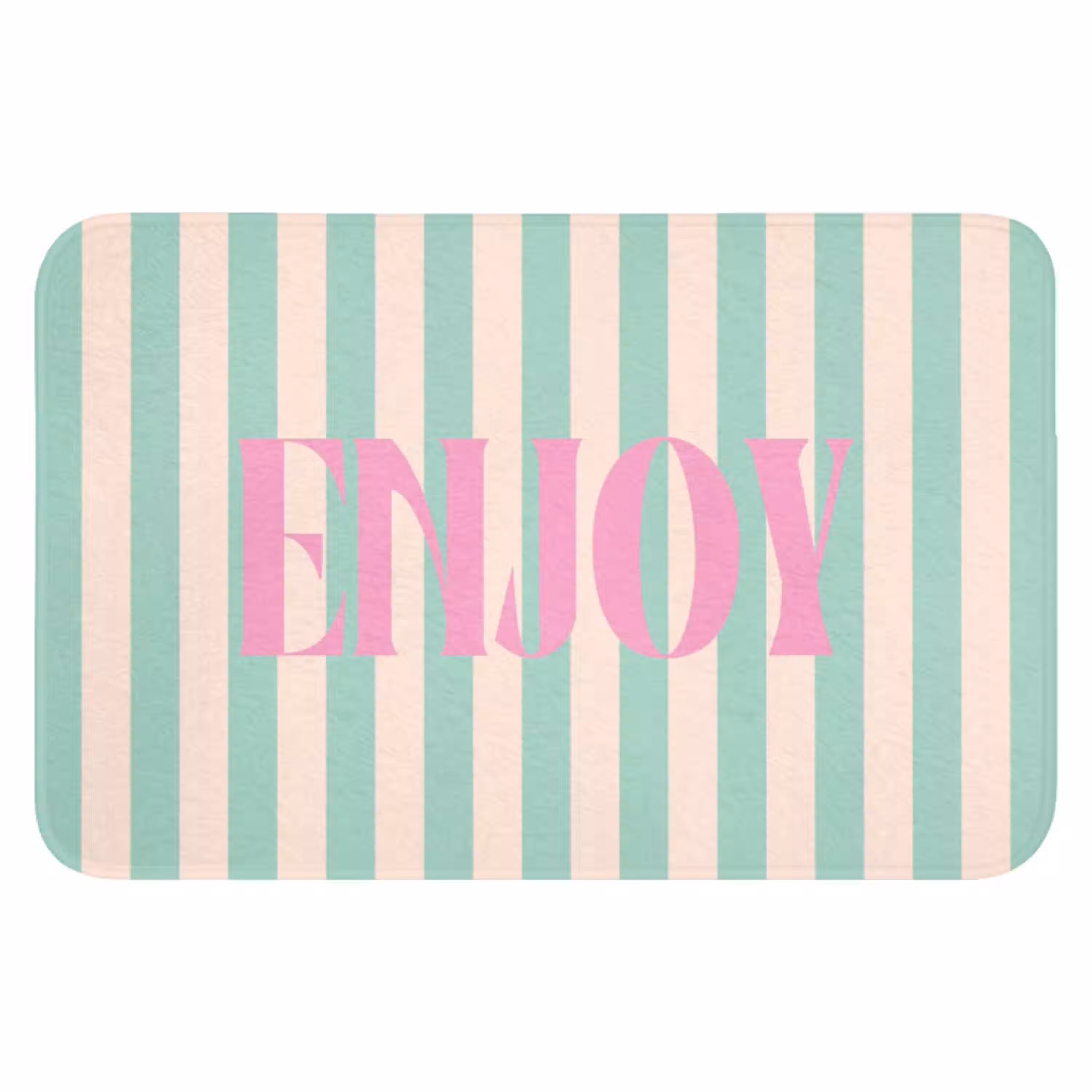 Roze - Groen - Strepen - Enjoy WCmat klein -3d