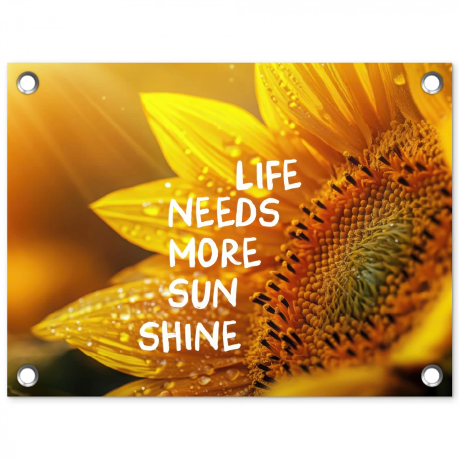 Zonnebloem - Close up - Geel - Quote tuinposter los doek klein -3d