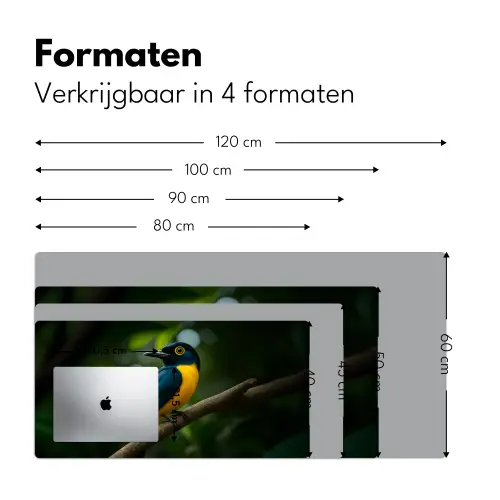 Vogel - Tak - Geel - Bladeren Muismat XXL klein -sfeer5