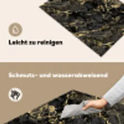 Marmer - Zwart - Goudstructuur Inductie beschemer met haakjes klein 777 -ky-schoon-de