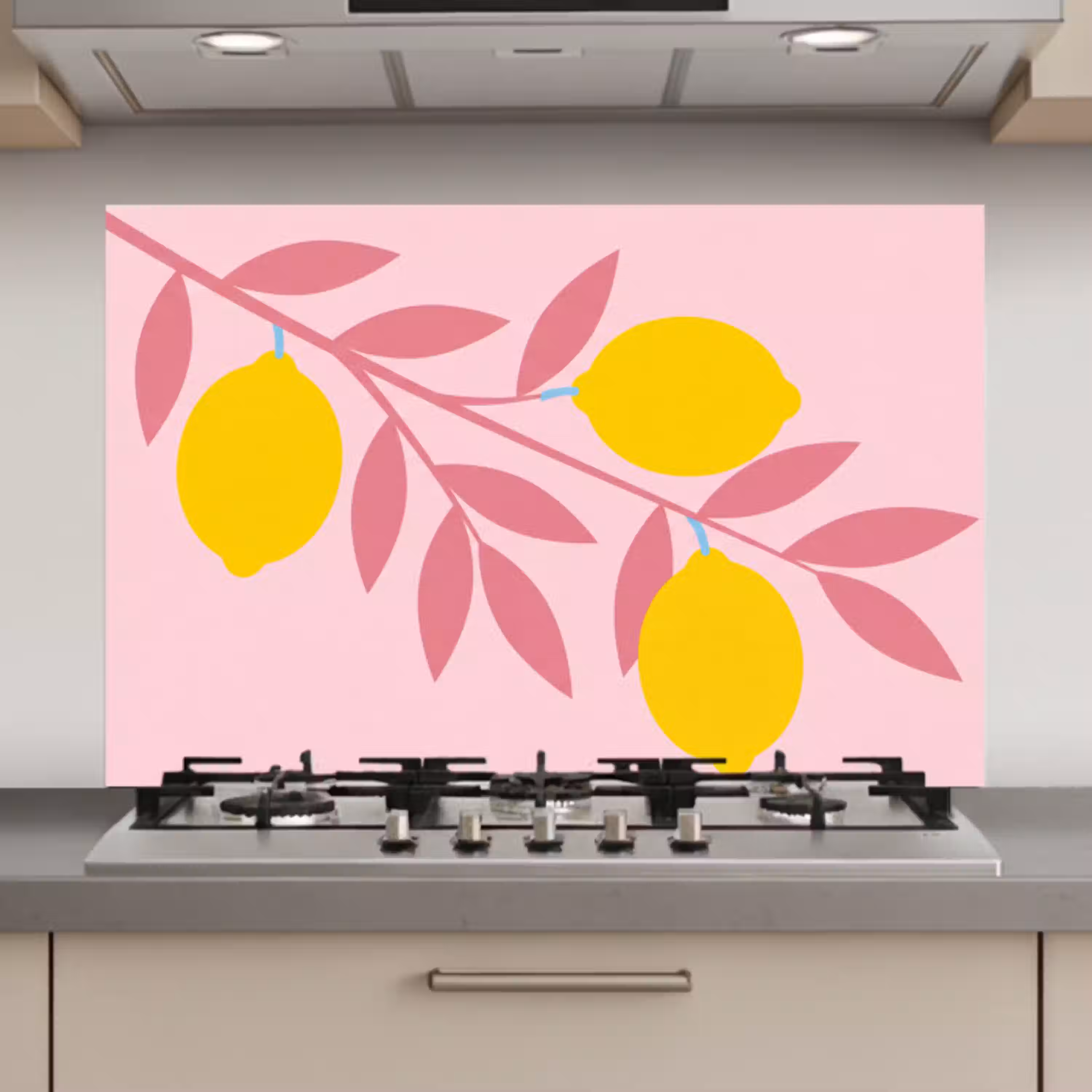 Fruit - Tak - Natuur - Abstract - Roze keuken achterwand spatscherm klein -3d_website