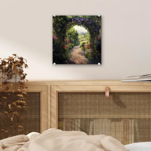 Doorkijk - Landschap - Bloemen - Tuinboog - Natuur plexiglas 5mm klein -sfeer4