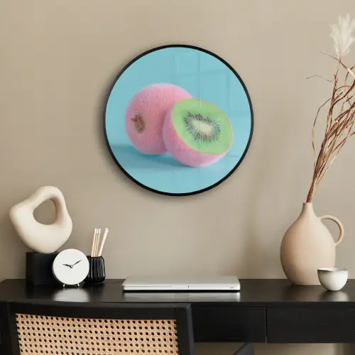 Kiwi - Blauw - Surrealistisch Fotolijst rond zonder passe partout klein -sfeer1
