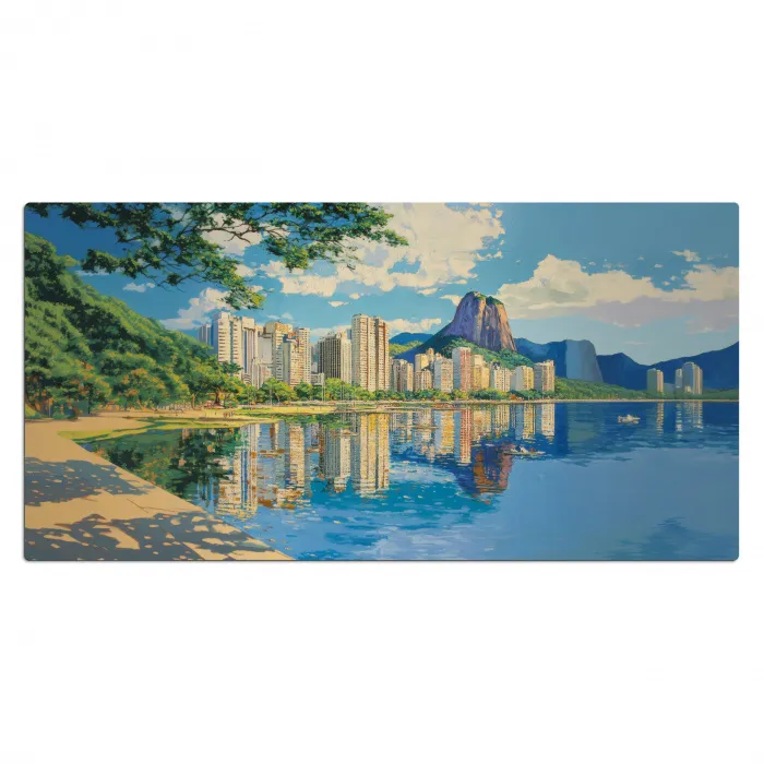 Berg - Skyline - Strand - Water Muismat XXL klein -3d_leeg