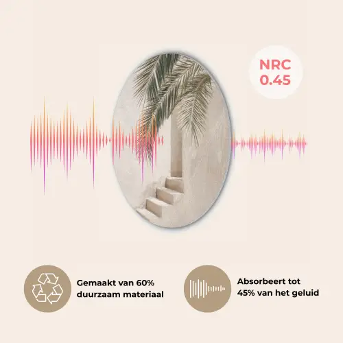 Palmboom - Schaduw - Trap - Beige Akoestische PET Vilt - Rond klein -USP_NL