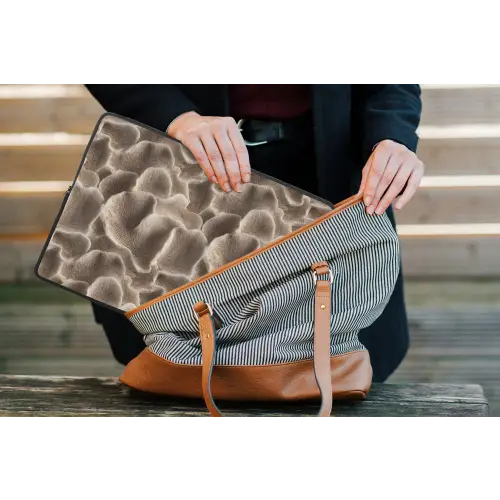 Waaiervorm - Beige - Vezel textuur laptophoes neopreen klein 279 -tas
