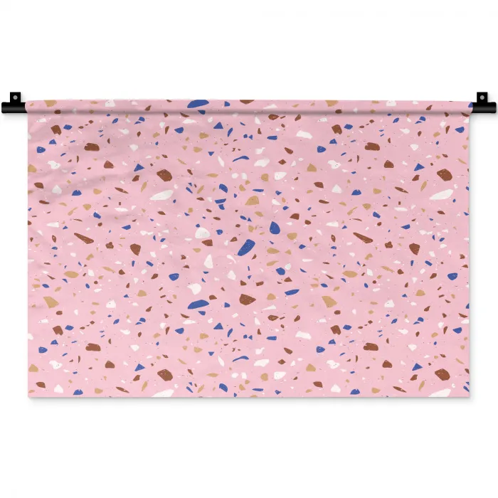 Terrazzo -  Patroon - Kleurrijk - Roze Wandkleed katoen klein 269 -zz3d
