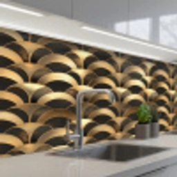 Schubben - Structuur - Goud keuken achterwand 2 middel 871 -3d_schuin
